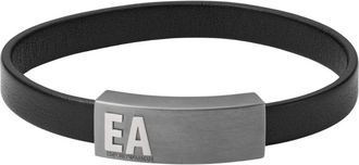 Emporio Armani Essential Zwarte Leren Armband - Heren - Armbanden - Zwart - ONE Size - Leer - Accessoires