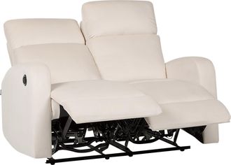 Beliani Beliani - Sof&aacute; Reclinable El&eacute;ctrico Moderno De Terciopelo 2 Plazas Blanco Crema Verdal