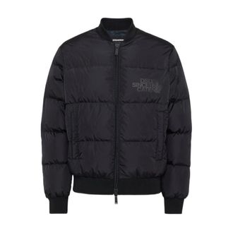 Dsquared2 Winter Jackets, male, Black, Size: L Black Down Jacket with Double-Slider Zip