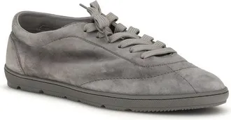 Brunello Cucinelli Mens Gray Calf Leather Bos Taurus Low Top Sneakers