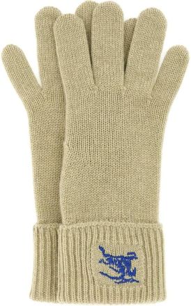 Burberry Cashmere Ribgebreide Handschoenen - Dames - Handschoenen - Groen - M/L - Nylon - Accessoires