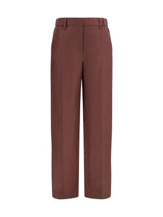 Brunello Cucinelli Brown Straight Flat Front Pant