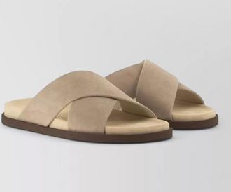 Brunello Cucinelli suede sandals open toe flat sole