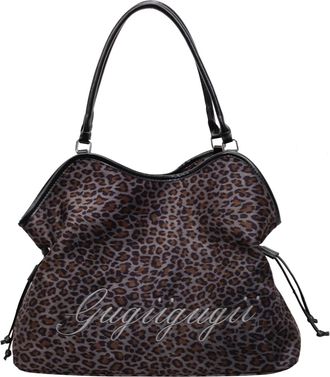 Generic Cymwer Women Leopard PU Shoulder Bag Retro Tote Handbag Large Capacity Daily Use(Grey) (Grey)