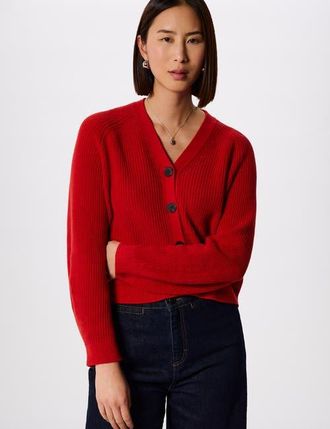 Whistles Cotton V-Neck Cardigan in Red at Nordstrom, Size X-Small