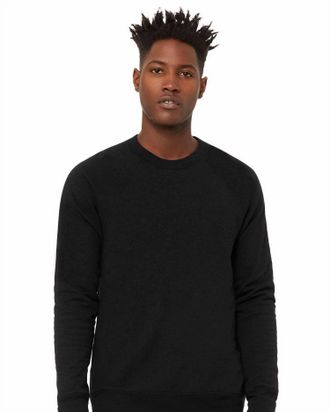 Bella + Canvas Unisex Sponge Fleece Raglan Crewneck Sweatshirt In Black Heather