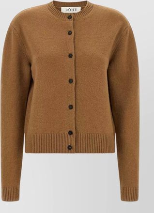 R&oacute;he cashmere wool ribbed crewneck cardigan