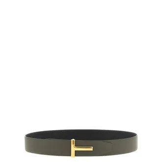 Tom Ford Grain Leather T Icon Belt - male - Tom Ford - Belts - Multicolor - 100 CM - Accessories