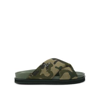 Kurt Geiger Mens Suede Baron Pumped Slide Sandals - Khaki - Size UK 11