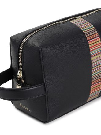 Paul Smith Signature Stripe Leather Travel Wallet - Black