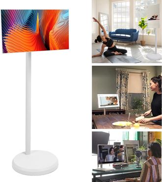 Infinite Televisor M&oacute;vil Lcd Hd De 21,5 Pulgadas Con Pantalla T&aacute;ctil Giratoria, Android, Bluetooth, 6g, 128 Gb De Almacenamiento Y Ruedas Silenciosas Para Tran
