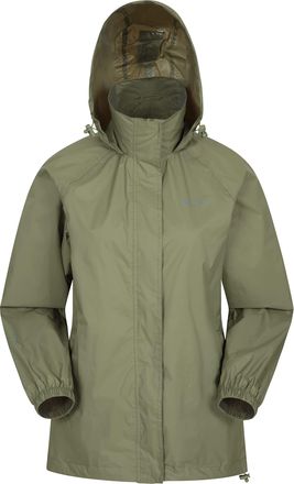 Mountain Warehouse Pakka Womens Waterproof Packable Jacket - Foldaway Hood Jacket, Ladies Coat, Lightweight Rain Jacket - For Spring Summer, Walking, Travelling Khaki Wo