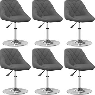 vidaXL Vidaxl - Sillas De Comedor Giratorias 6 Unidades Terciopelo Gris Oscuro
