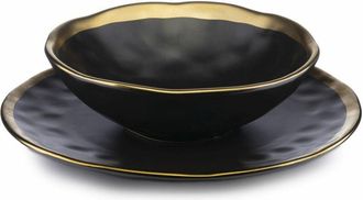 OEM Juego De Ocho Platos Lissa Black Gold