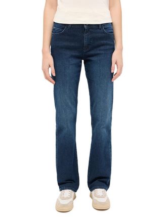 Mustang Straight-Jeans MUSTANG Damen Style Crosby Relaxed Straight, Damen, Gr. 44, L&auml;nge 30, blau (840 dunkelblau), Denim/Jeans, 99% Baumwolle, 1% Elasthan, u