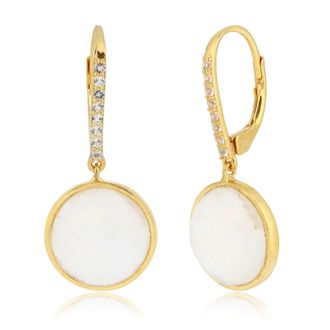 MAX + STONE 18k Gold over 925 Sterling Silver 12 Carats Round Gemstone Dangle Earrings
