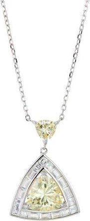 Savvy Cie Jewels Cubic Zirconia Trillion Halo Pendant Necklace in White at Nordstrom Rack