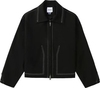 Ader Error contrast-stitch zip-up jacket - women - Rayon/Cotton/Polyester/Polyester - M - Black