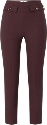 Elisabetta Franchi Slim-fit broek - Dames - Vrijetijds broeken - Bruin - M - Leer - Broeken