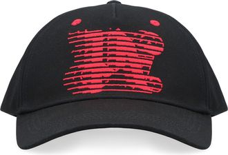 Palm Angels Mens Baseball Cap With Racing Monogram Black Cotton Hat