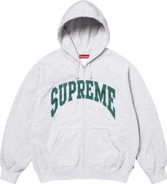 SUPREME SS26 Cracked Raglan Zip Up Hooded Sweatshirt Ash Grey SUP-SS26-192-GRY