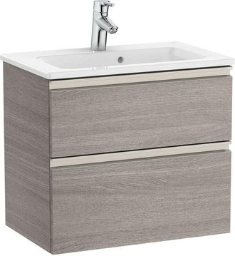 Roca Roca - Pack Unik mueble base compacto de 2 cajones + lavabo the gap Color: Fresno nórdico - Medidas: 505x380x537 mm