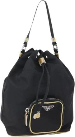Prada Pre-owned Bucket Bags, female, Black, Size: ONE SIZE Pre-owned Vintage Nylon Bucket Bag
