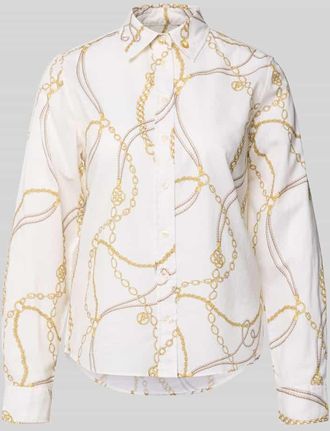 GANT Regular Fit Bluse im Allover-Look in Ecru, Gr&ouml;&szlig;e 34