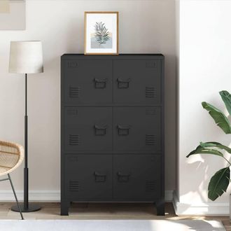 Berkfield Home Industrial Storage Chest Black 75x40x115 cm Metal | Size: 75 x 40 x 115 cm