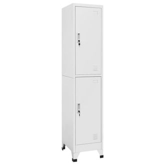 Berkfield Home Locker Cabinet with 2 Compartments 38x45x180 cm in Grey | Size: 38 x 45 x 180 cm