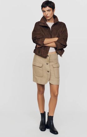 Maeve Layered Suiting Mini Skirt