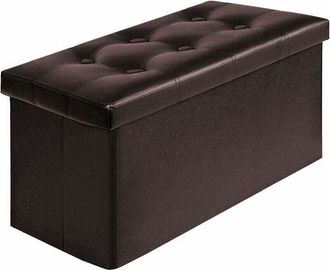 OEM Taburete De Almacenamiento Plegable Asiento De Almacenamiento Para Ba&uacute;l Reposapi&eacute;s Caja Plegable Carga M&aacute;xima 300 Kg 76 X 38 X 38 Cm (marr&oacute;n)