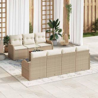 vidaXL Conjunto De Sof&aacute; De Jard&iacute;n 8 Pcs Beige Polirat&aacute;n Vidaxl