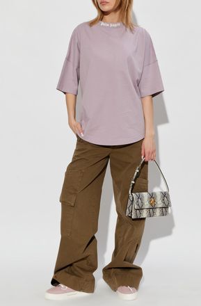 Palm Angels T-shirt With Printed Logo, Womens, Purple