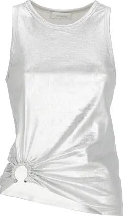 Paco Rabanne Silver Metal Accent Cotton Tank Top