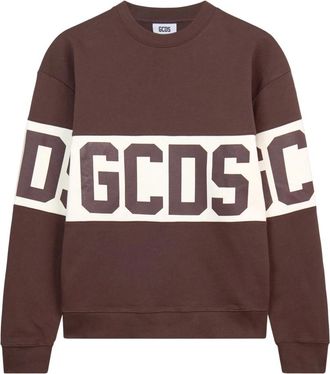 GCDS Crewneck Sweatshirt - Heren - Sweatshirts - Bruin - M - Katoen - Hoodies & sweatvesten