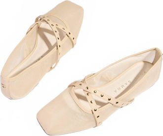 Yosi Samra Womens Chloe Ballet Flat In Nude Mesh