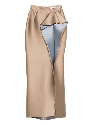 Gemy Maalouf ruffled slit skirt - women - Polyester - 38 - Neutrals