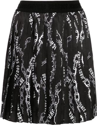Versace Jeans Couture Zwarte Rok Aw 24 Elegante Stijl - Dames - Korte rokken - Zwart - 2XS - Polyester - Rokken
