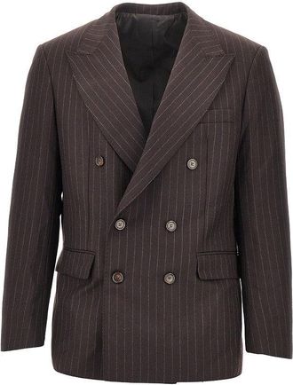 Mars&eacute;m Pinstriped wool-blend double-breasted jacket Man 48