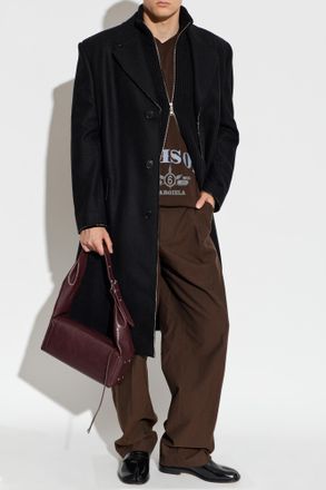 Maison Margiela Wool Coat With Raw-edge Finish, Mens, Black