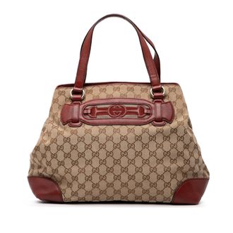 Gucci Tweedehands Medium GG Canvas Web Dressage Tote
