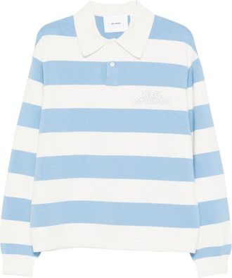 Axel Arigato Rey Striped-pattern Logo-embroidery Polo Sweater