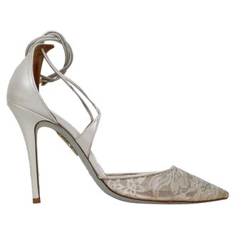 Aquazzura Matilde Lace Bridal Pumps in White Polyester