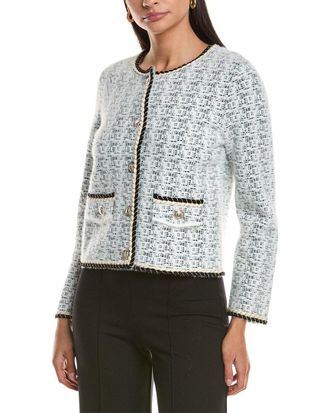 Milly Braided Wool-Blend Knit Cardigan