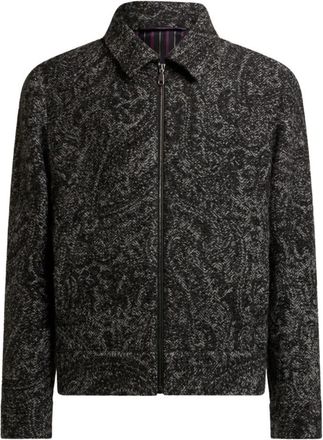 Etro Wool-blend Jacquard Bomber Jacket - Heren - Zomerjassen - Grijs - M - Wol - Jassen