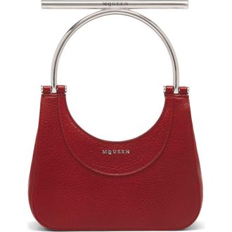 Alexander McQueen Mini T-Bar Crossbar Leather Handbag in Red/Silver at Nordstrom