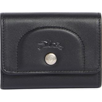 Longchamp Le Pliage Leather Flap Card Case in Black at Nordstrom Rack