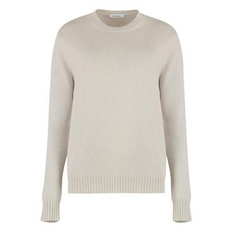 Max Mara Cashmere Knitwear, female, Beige, Size: S Viglio Crew-neck Cashmere Sweater