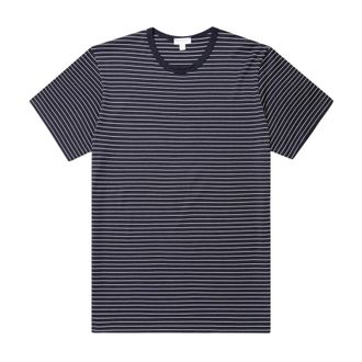 Sunspel Klassiek T-shirt met strepen - Heren - Tops - Blauw - Maat: M Katoen